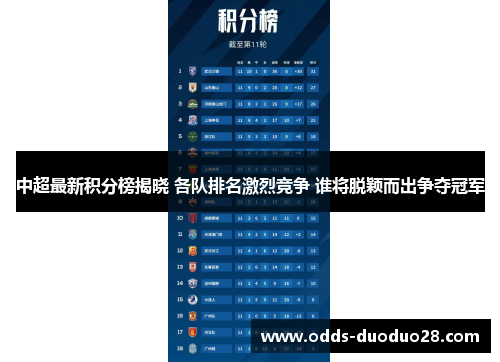 中超最新积分榜揭晓 各队排名激烈竞争 谁将脱颖而出争夺冠军